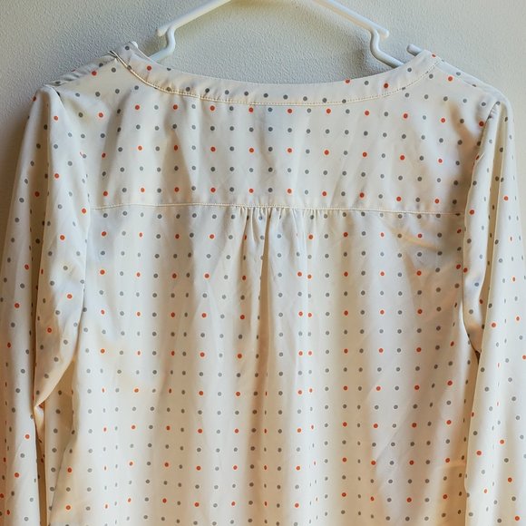 Merona Beige Polka Dot Blouse Size Medium - Picture 13 of 14
